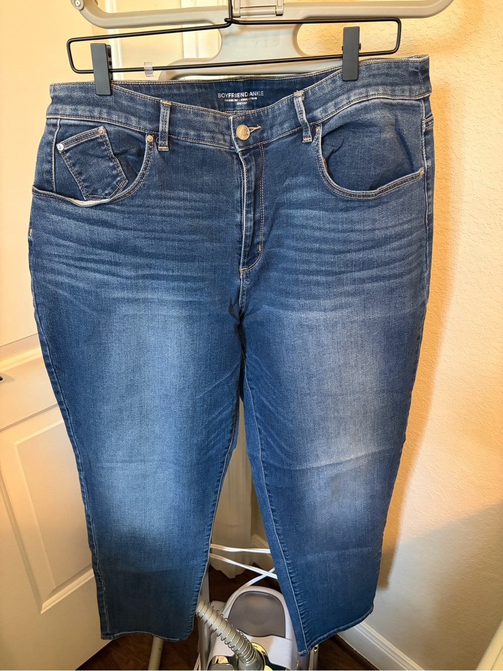 Chico's Dark Blue Cropped Boyfriend Jeans